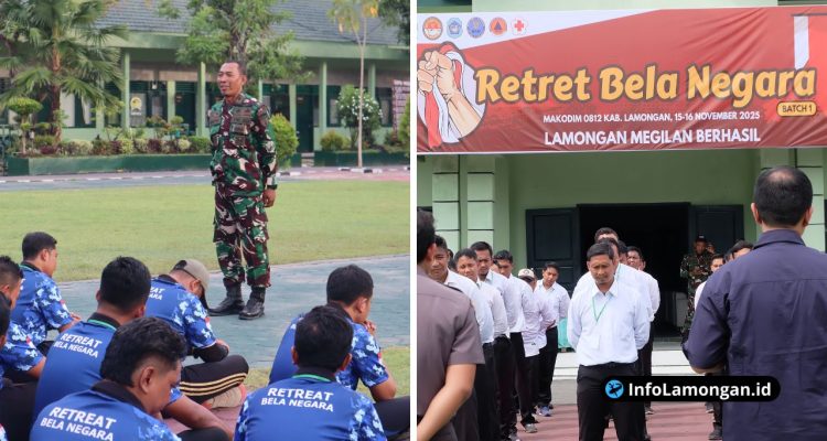 Foto : Retret Bela Negara bagi puluhan guru ASN di halaman Makodim 0812 Lamongan.